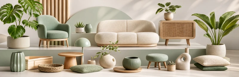 Furniture, plants and decor from the free asset selection